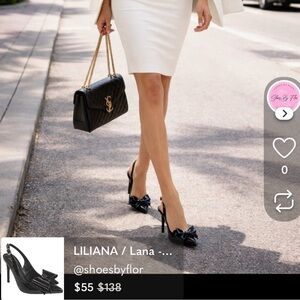 LILIANA / Lana -1 / Black / Patent / Slingback / Heels  / With Bow Detail & Poin